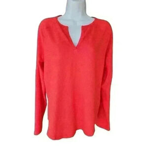 Jenni Intimates Red Ribbed Soft Pajama/Lounge Top/ Long Sleeve/ NWT / Size XL